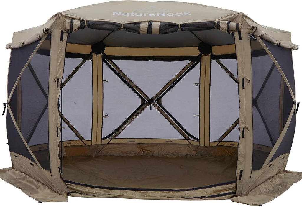 Canopy Pop up Canopy Gazebo Tent for Camping 12x12 FT Screen Tent Outdoor Shade Screen House with Ground Tarp Screen Room with Sidewalls Camping Gazebo with Awnings Waterproof Footprint