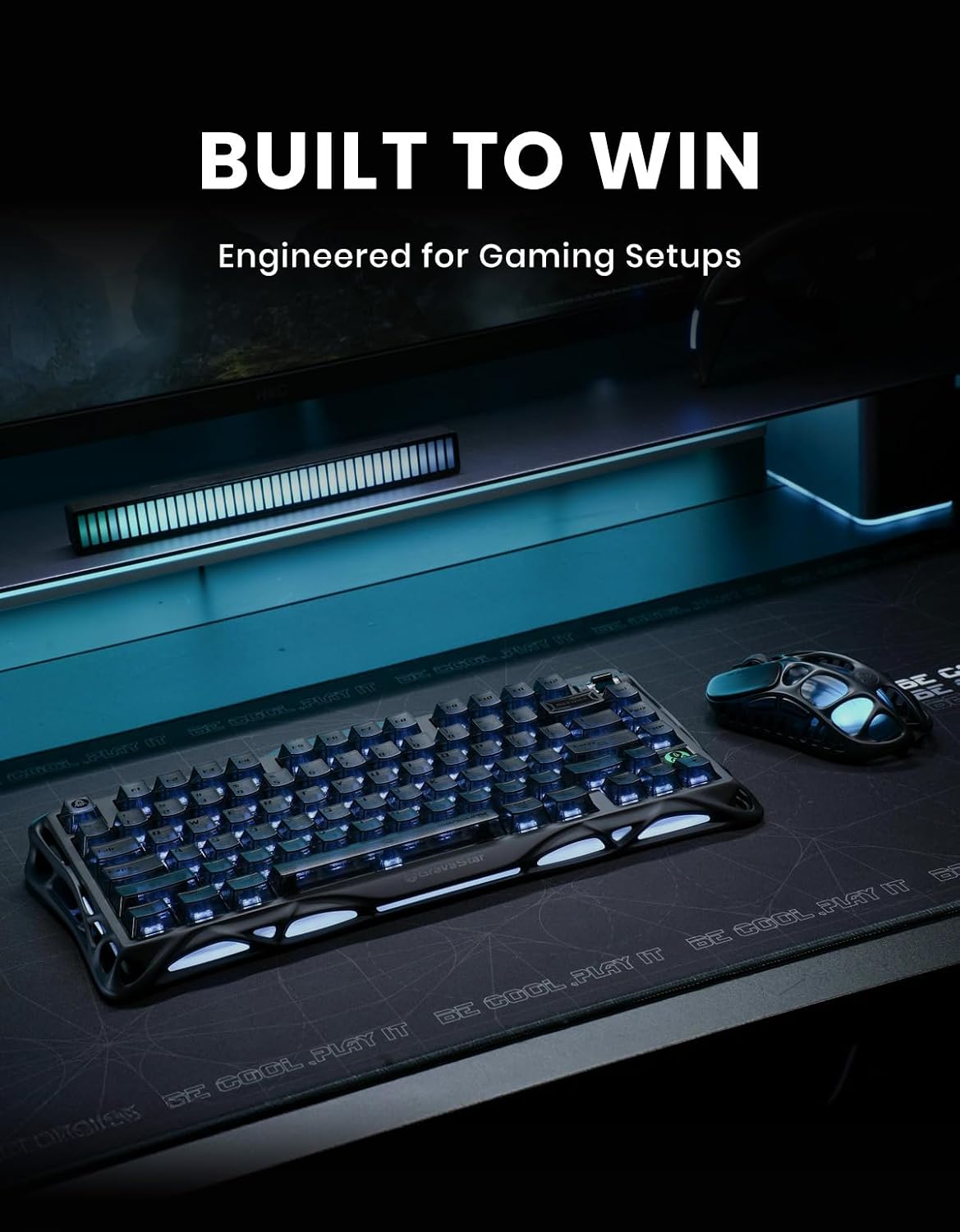 GravaStar Mercury K1 75% Wireless Mechanical Keyboard, Aluminum Alloy Gaming Keyboard with Knob, Hot Swappable, Linear Switches, Transparent Keycaps, RGB Backlit, 2.4GHz/BT5.0/USB for PC Gaming
