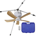 CB305 Large 31' Rechargeable Ceiling Fan for Canopies, Gazebos, Pergolas, Workshops & More. 6-Hour Run Time, Portable with Travel Case, Remote Control (Tan)