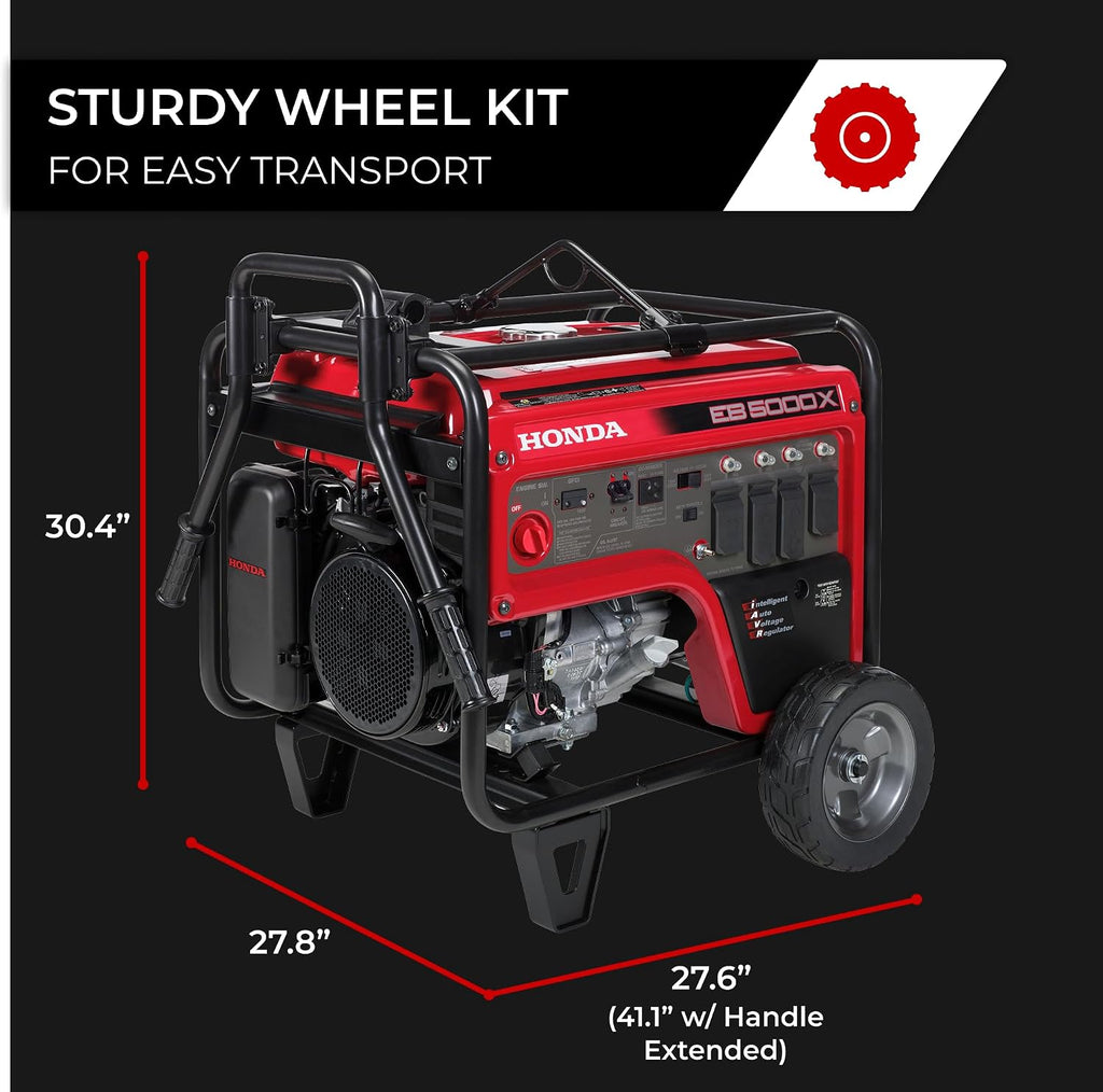 Honda EB5000 5000 Watt Generator, Quiet 120/240V Gas Powered OSHA-Compliant Portable Generator for Construction Site or Backup Power Supply, Up to 10.5 Hour Run Time (EB5000XK3AN)