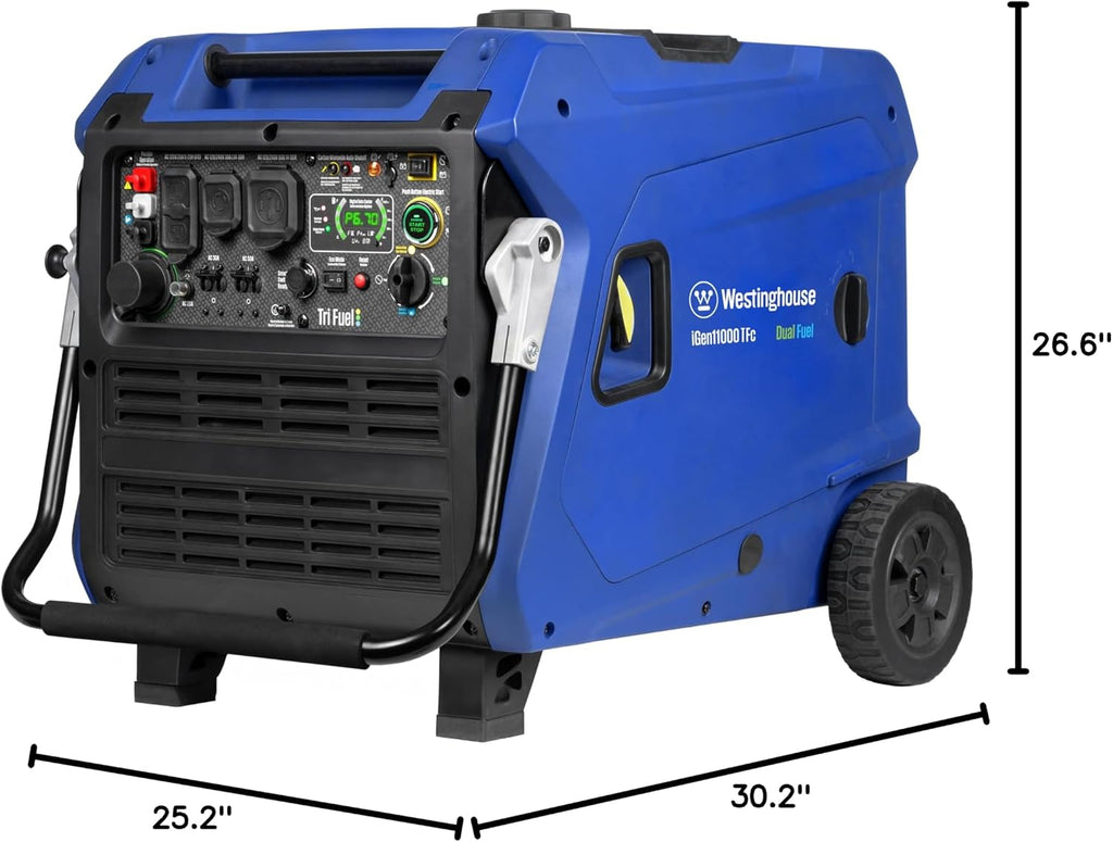 Westinghouse 12000 Peak Watt Tri-Fuel Portable Inverter Generator, Remote Start, Transfer Switch Ready, Gas/Propane/Natural Gas Powered, Low THD, Safe for Electronics, Parallel Capable, CO Sensor