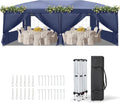VINGLI 10x20 ft Pop Up Canopy Tent with 6 Sidewalls, Outdoor Gazebo 10x20 with Carry Bag, Patio Event Tent Commercial Canopy(Blue)