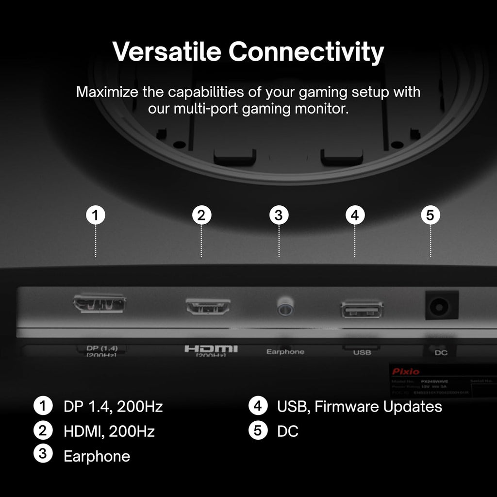 Pixio PX248 Wave 24 inch 200Hz Refresh Rate FHD 1080p Resolution Fast IPS Panel 1ms GTG Response Time Built-in Speakers Gaming Monitor with Adaptive Sync