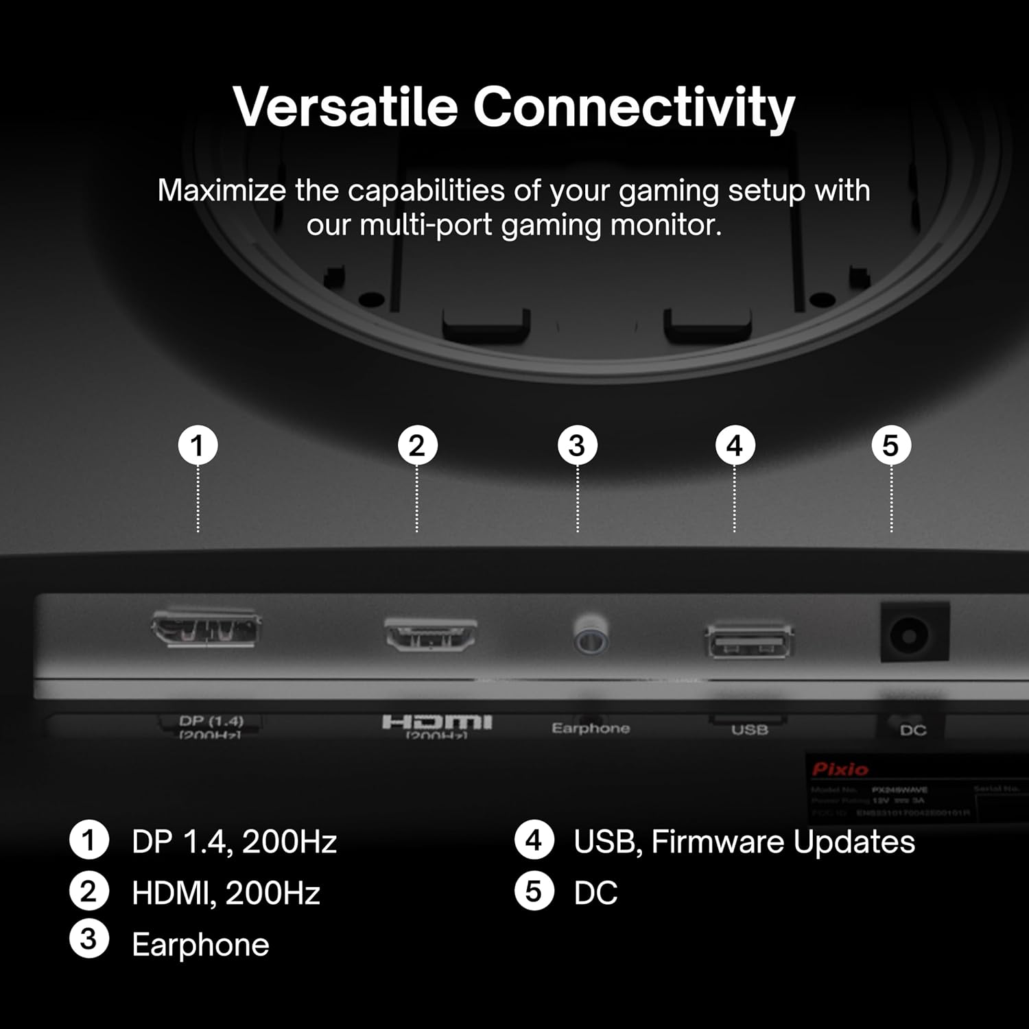 Pixio PX248 Wave 24 inch 200Hz Refresh Rate FHD 1080p Resolution Fast IPS Panel 1ms GTG Response Time Built-in Speakers Gaming Monitor with Adaptive Sync