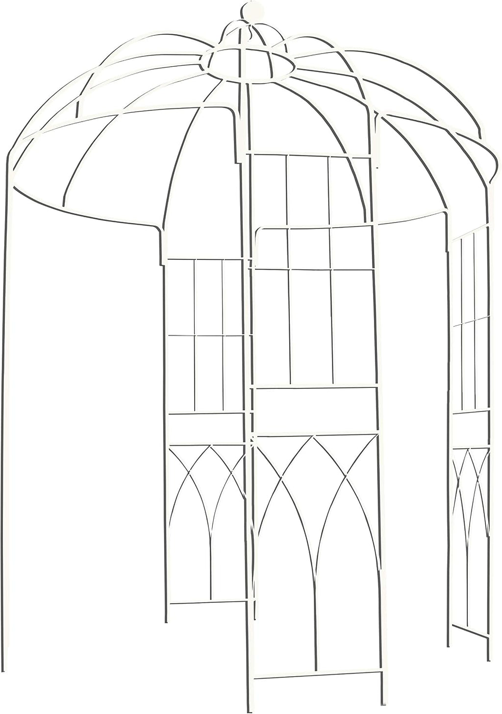 OUTOUR French Style Birdcage Shape Heavy Duty Gazebo, 9' Highx 6'6' Wide, Pergola Pavilion Arch Arbor Arbour Plants Stand Rack for Wedding Outdoor Garden Lawn Backyard Patio,Climbing Vines,Roses,White
