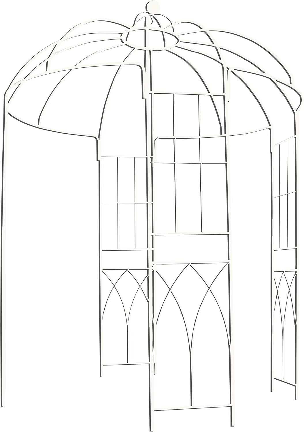 OUTOUR French Style Birdcage Shape Heavy Duty Gazebo, 9' Highx 6'6' Wide, Pergola Pavilion Arch Arbor Arbour Plants Stand Rack for Wedding Outdoor Garden Lawn Backyard Patio,Climbing Vines,Roses,White