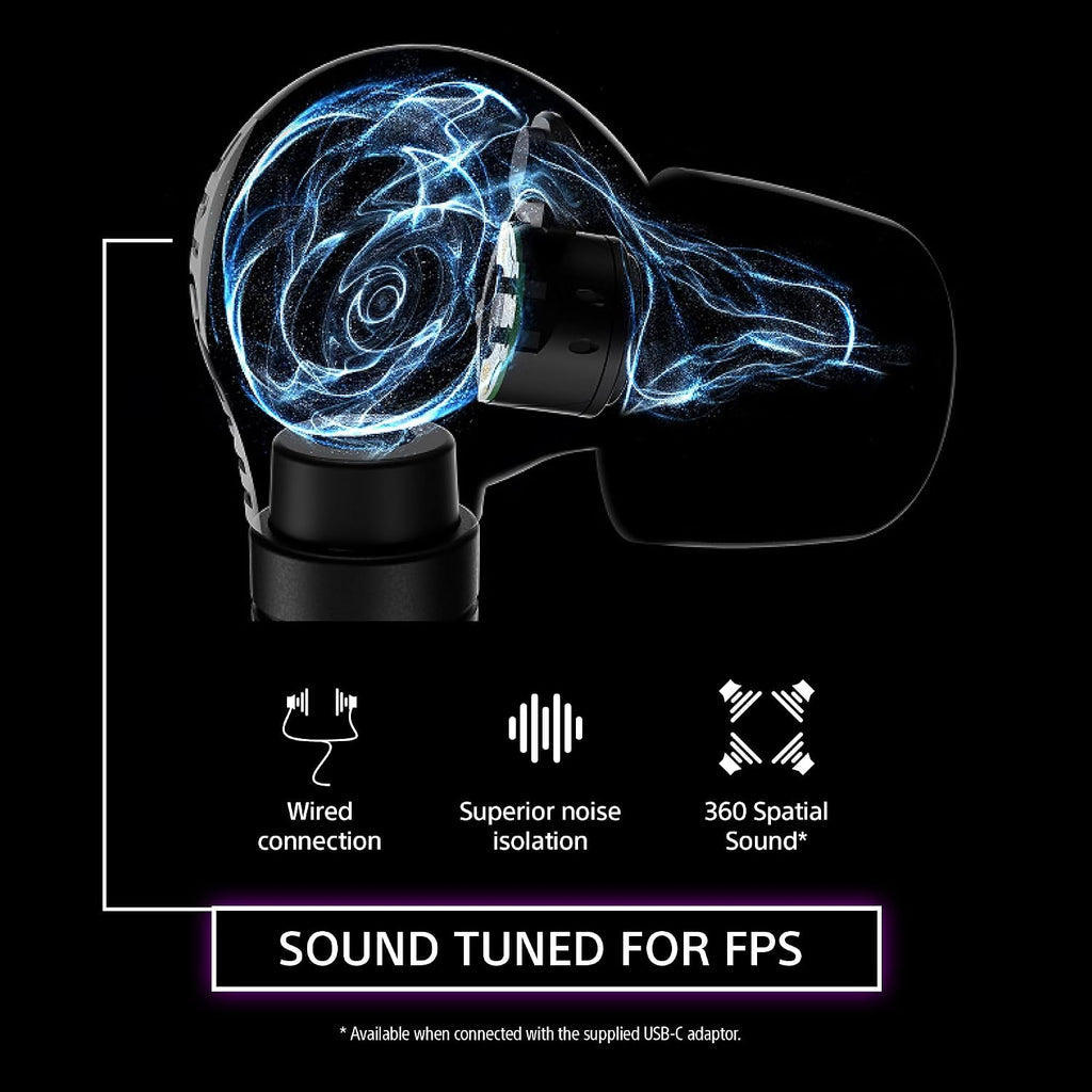 Sony INZONE E9 Wired in-Ear Monitor for Gaming, Tuned for FPS Games, Sound Isolating Earbuds, Comfortable Fit, Low Profile Design, 360 Spatial Sound, Case Included, Developed with Fnatic, White