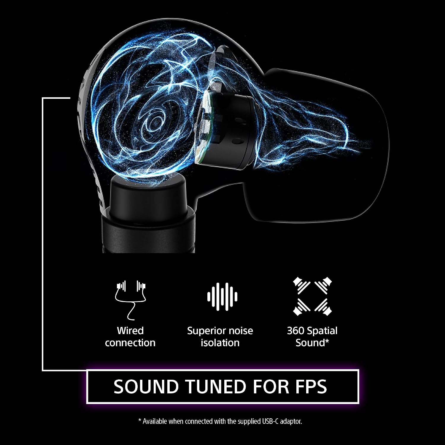 Sony INZONE E9 Wired in-Ear Monitor for Gaming, Tuned for FPS Games, Sound Isolating Earbuds, Comfortable Fit, Low Profile Design, 360 Spatial Sound, Case Included, Developed with Fnatic, White