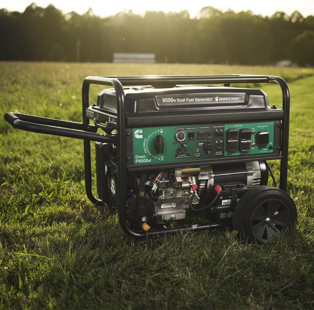 Cummins Onan P9500df Dual Fuel Portable Generator – 9500-Watt Gas & Propane Power, Electric Start, Ultra-Quiet, RV Ready, Emergency Backup for Home, Jobsite & Outdoor Use