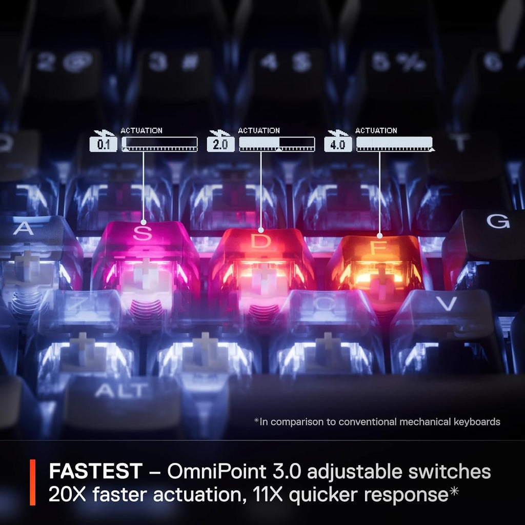 SteelSeries Apex Pro TKL Wireless Gen 3 OmniPoint 3.0 HyperMagnetic Switches — Adjustable Actuation — Rapid Trigger — Rapid Tap/SOCD — Dual Wireless — OLED (Renewed)