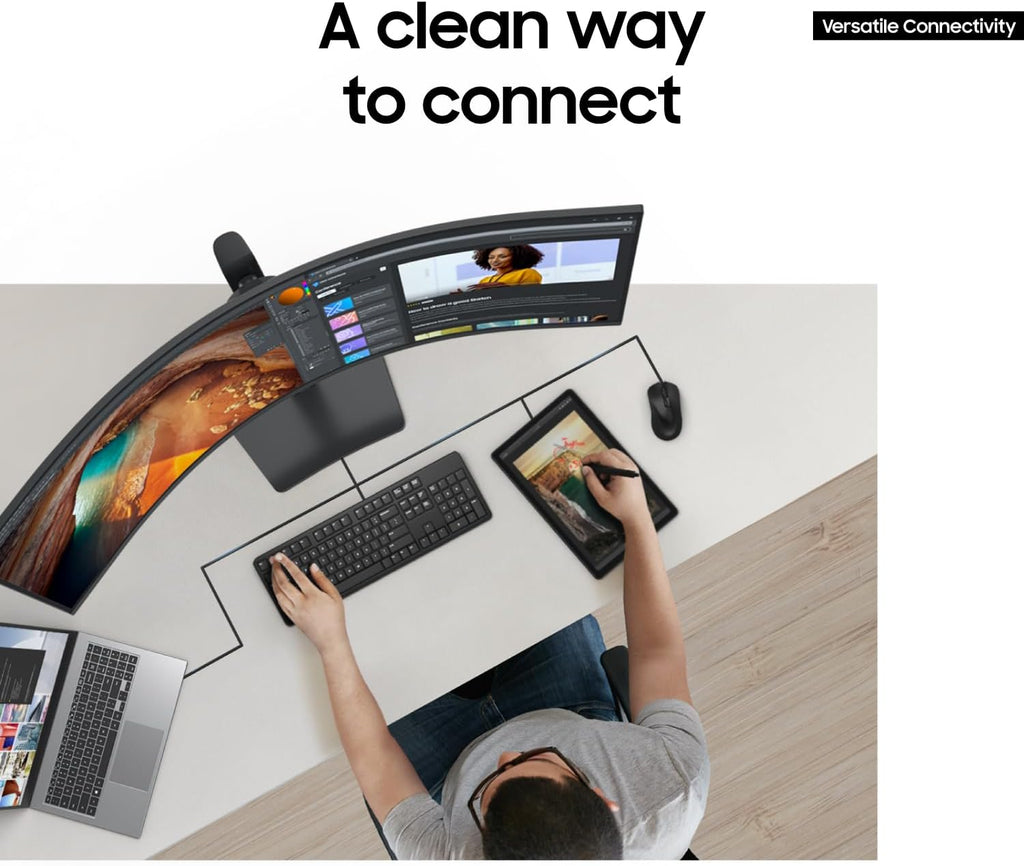 Samsung 49' Business Curved Ultrawide Dual QHD Computer Monitor, USB-C, DisplayPort, HDMI, 120Hz, VESA DisplayHDR 400, Built-in Speakers, Height Adjustable Stand, Eye Care, LS49C954UANXZA, 2024