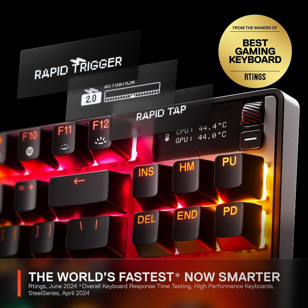 SteelSeries Apex Pro TKL Wireless Gen 3 OmniPoint 3.0 HyperMagnetic Switches — Adjustable Actuation — Rapid Trigger — Rapid Tap/SOCD — Dual Wireless — OLED (Renewed)