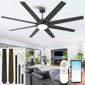 72 Inch Ceiling Fans with Lights and Remote APP Control, Outdoor Indoor Black LED Big Ceiling Fan Reversible 24db Quiet, 6 Speed 3CCT Dimmable,Modern Ceiling Fan for Patio Living Room Farmhouse Garage