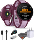 Garmin Forerunner 165 Music GPS Running Smartwatch, Fitness Tracker Smart Watch for Men and Women Bundle with Accessories - Berry/Lilac