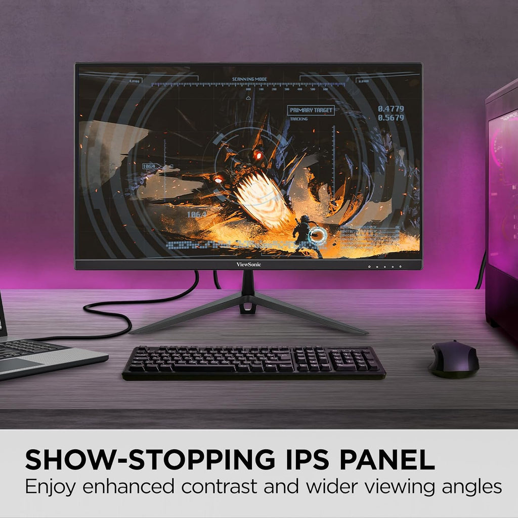 ViewSonic VX2428A 24 Inch 1080p Gaming Monitor, IPS Display with 180Hz and 0.5ms for Fast Gameplay, FreeSync and Eye Care Technology for Smooth Visuals, HDMI, and DisplayPort Inputs