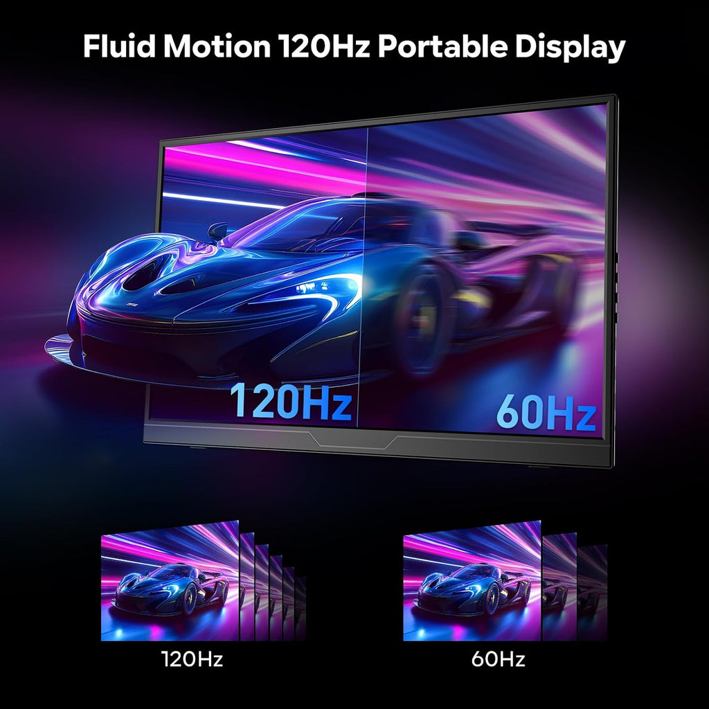 Dopesplay 120Hz Portable Gaming Monitor 16' 1200P FHD 100% sRGB Portable Display with Adjustable Stand, USB-C & HDMI External Monitor & Travel Screen for Laptop Mac PC Phone Xbox PS5 Switch