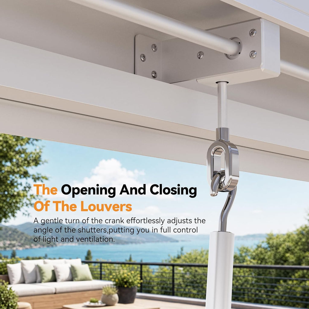 Modern Shade Aurora Louvered Pergola 10'x12' with USB Charging Port Deck, Outdoor Pergola with Adjustable Waterproof Roof & Integrated Drainage, Reinforced Frame for Patio, Easy Assembly, White