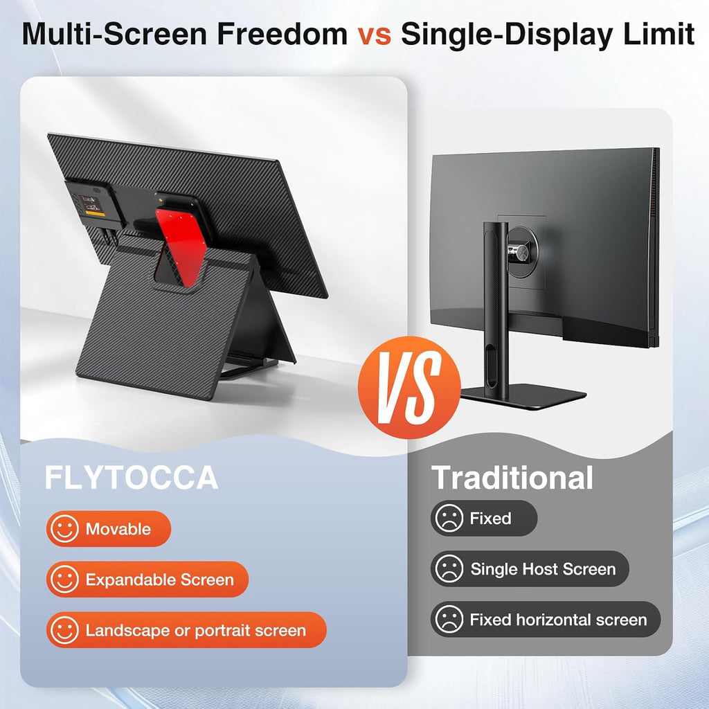 24' Large Portable Monitor, 1080P FHD 100Hz IPS Monitor, Height-Adjustable & Rotatable Screen(Horizontal/Vertical), Built-in Speakers, Requires Wall Outlet, Travel Monitor for Laptop / MacBook / PC
