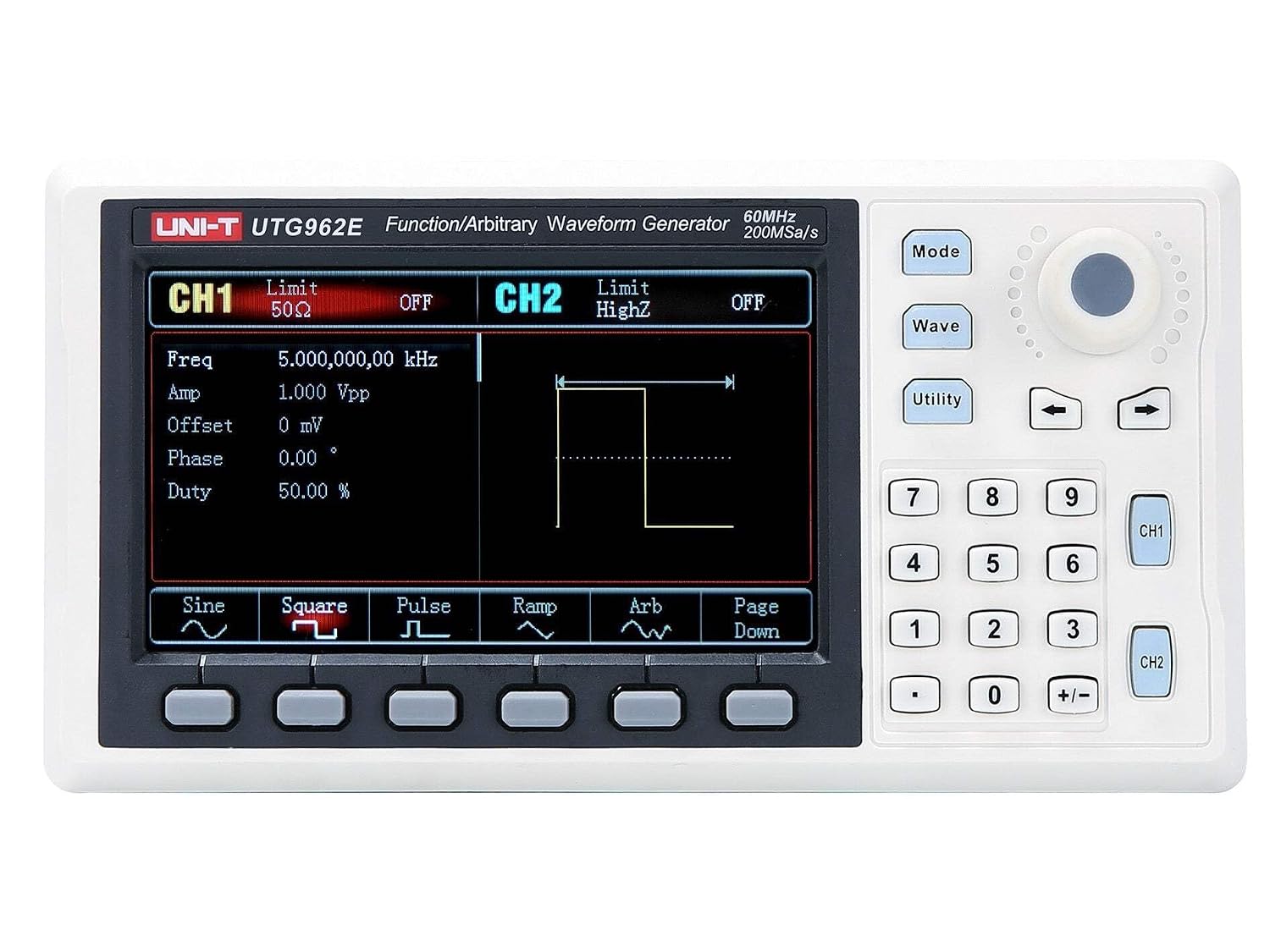 UNI-T UTG962E Arbitrary Waveform Generator Function Generator Kit 60Mhz Dual-Channel 200MSa/s 14 Bits Frequency Signal Generator