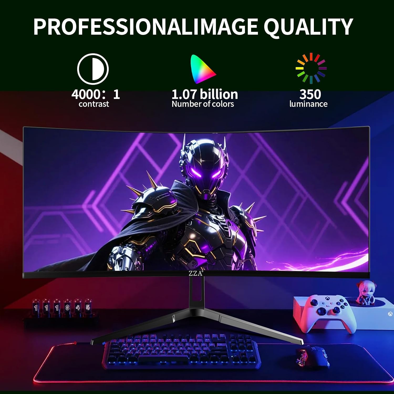 ZZA UltraWide 34 inch Curved Monitor 1500R PC Screen 180HZ/165hz Refresh Rate WQHD 3440x1440 Computer Gaming Monitor VA PanelAMD FreeSync Premium | HDR10 | 99% sRGB | VESA