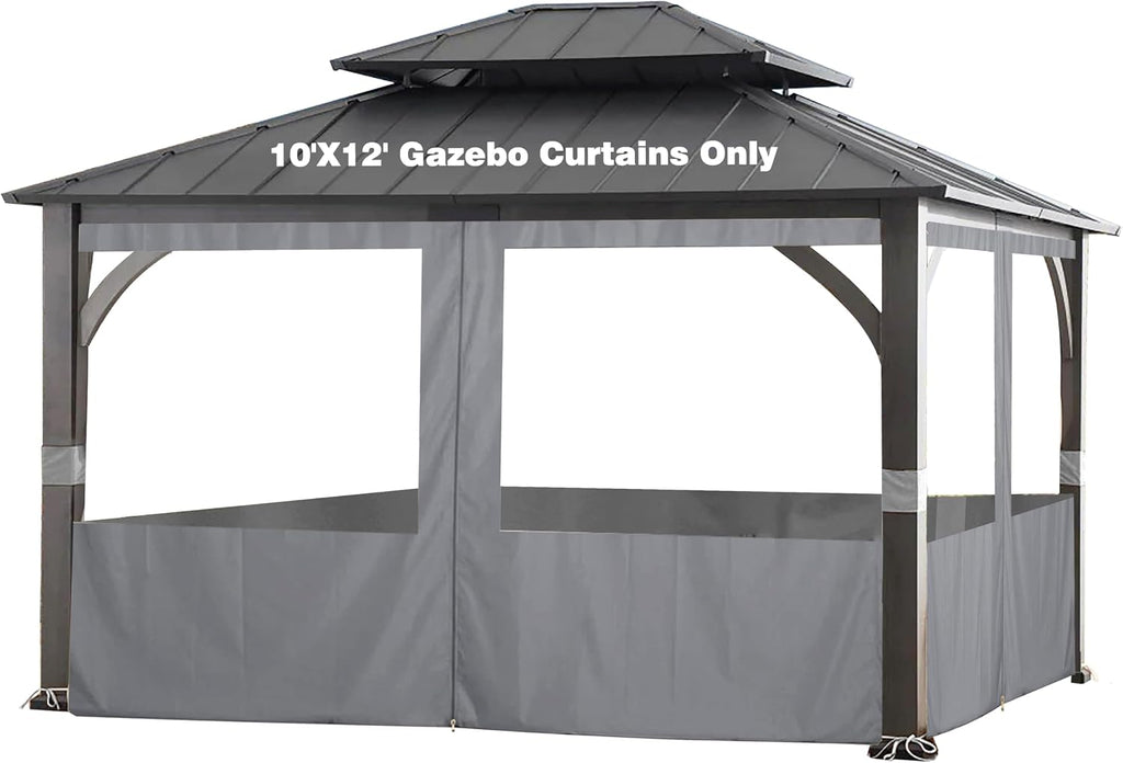 SCOCANOPY 10' x 12' Clear Window Gazebo Privacy Curtain Set for 10X12 Gazebo, (Gray)