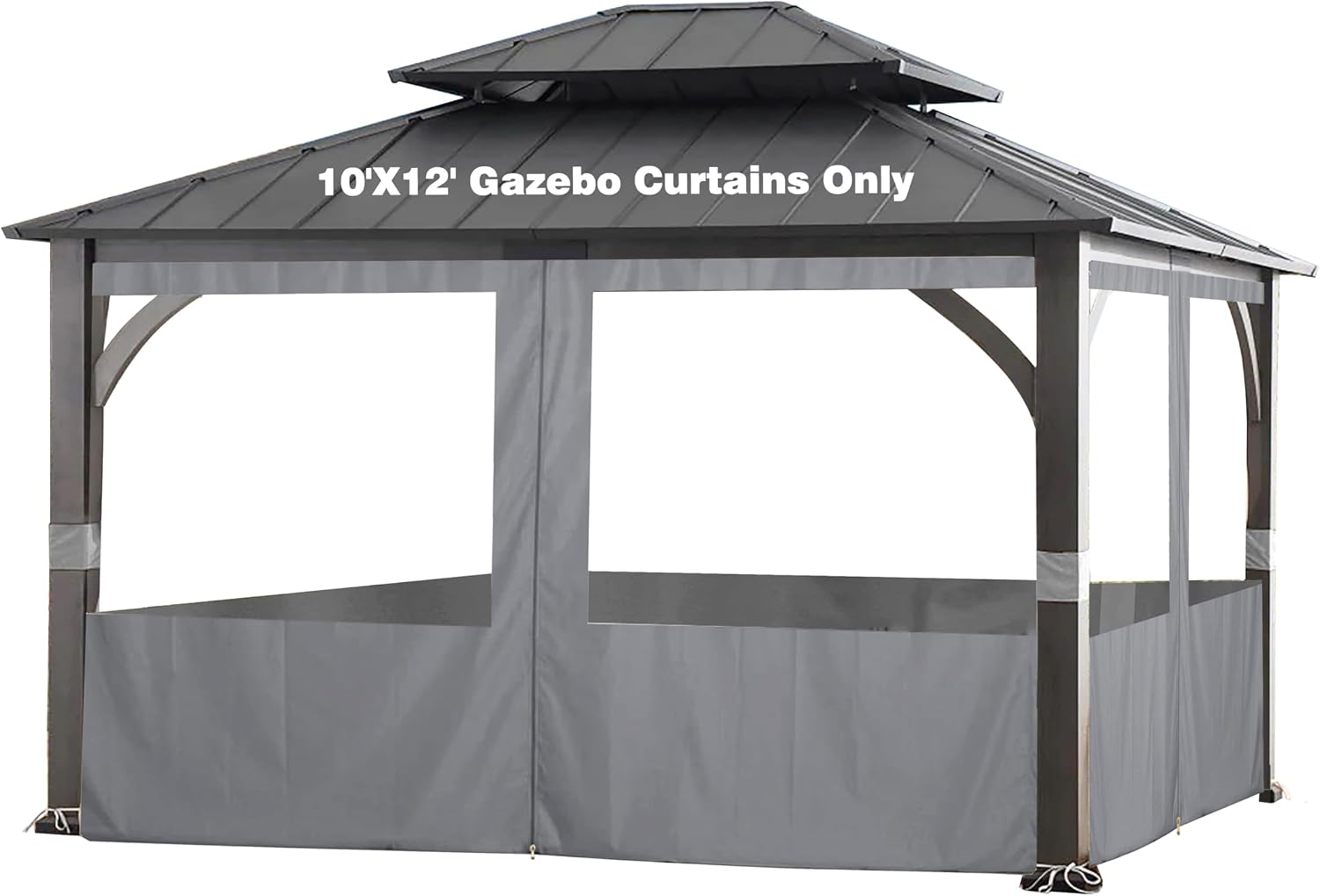 SCOCANOPY 10' x 12' Clear Window Gazebo Privacy Curtain Set for 10X12 Gazebo, (Gray)