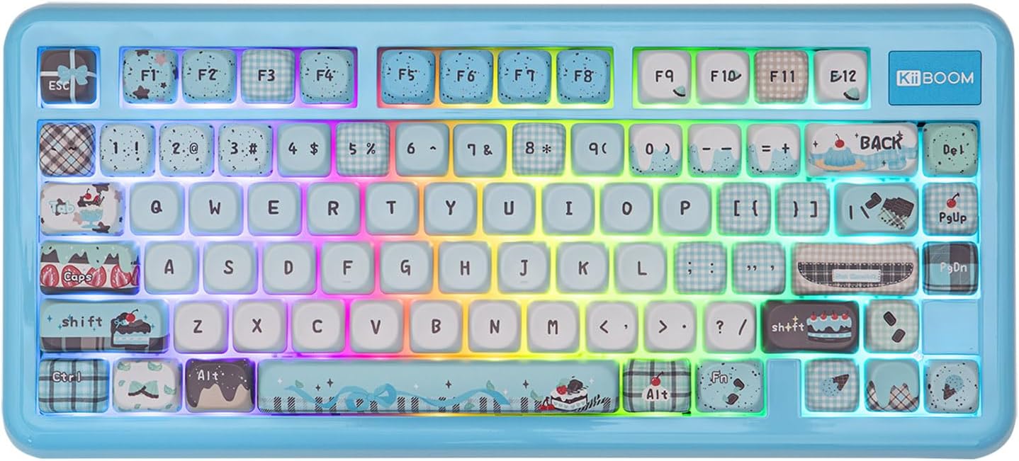 KiiBoom Phantom81 Lite 75% Gasket Mechanical Keyboard, QMK&VIA Programmable, 3 Modes Wireless Gaming Keyboard, RGB Backlights, ABS Case + UV Tech, Hot-Swappable for Windows/Mac/Linux (Blue)