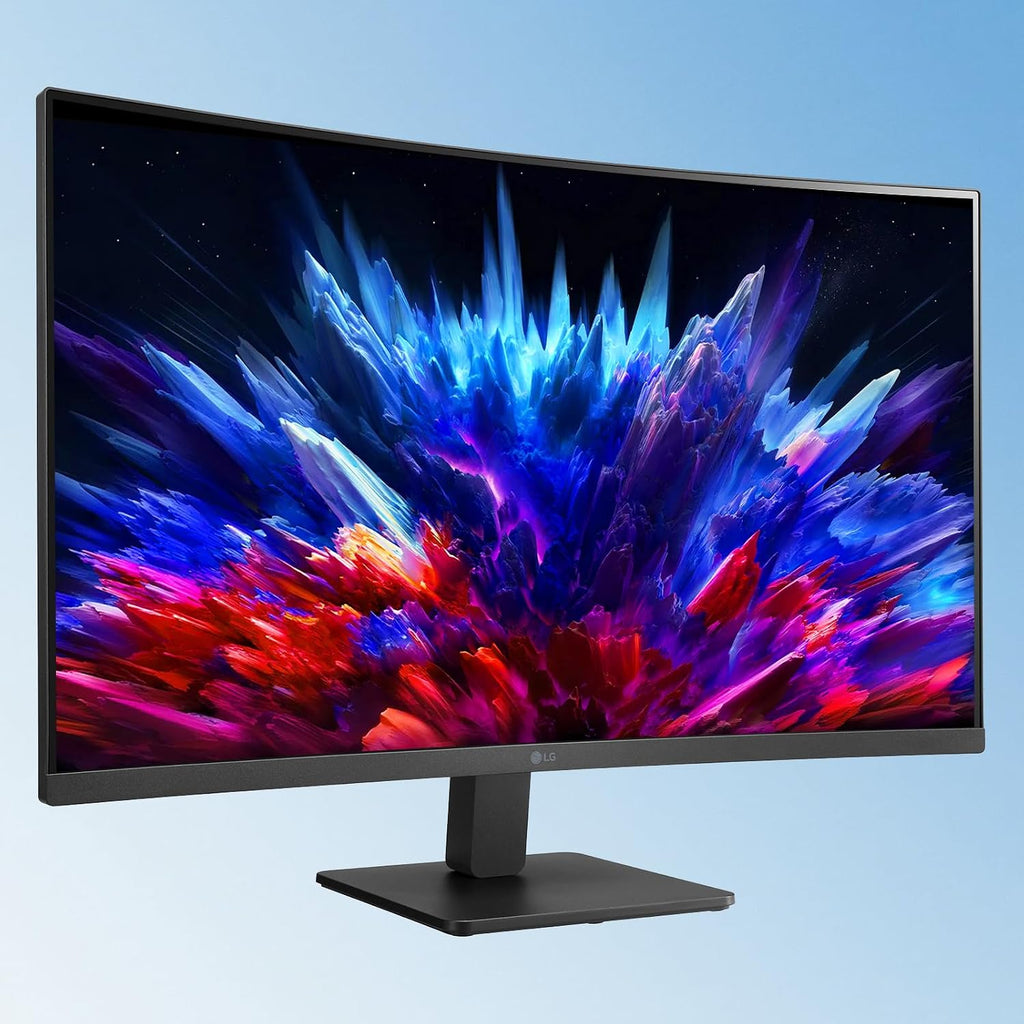 LG 32' FHD Curved Monitor, 1920 x 1080 VA Display, 100Hz Refresh Rate, AMD FreeSync, Dynamic Action Sync, Black Stabilizer, Reader Mode, HDMI and D-Sub Ports, 3-Side Virtually Borderless Design