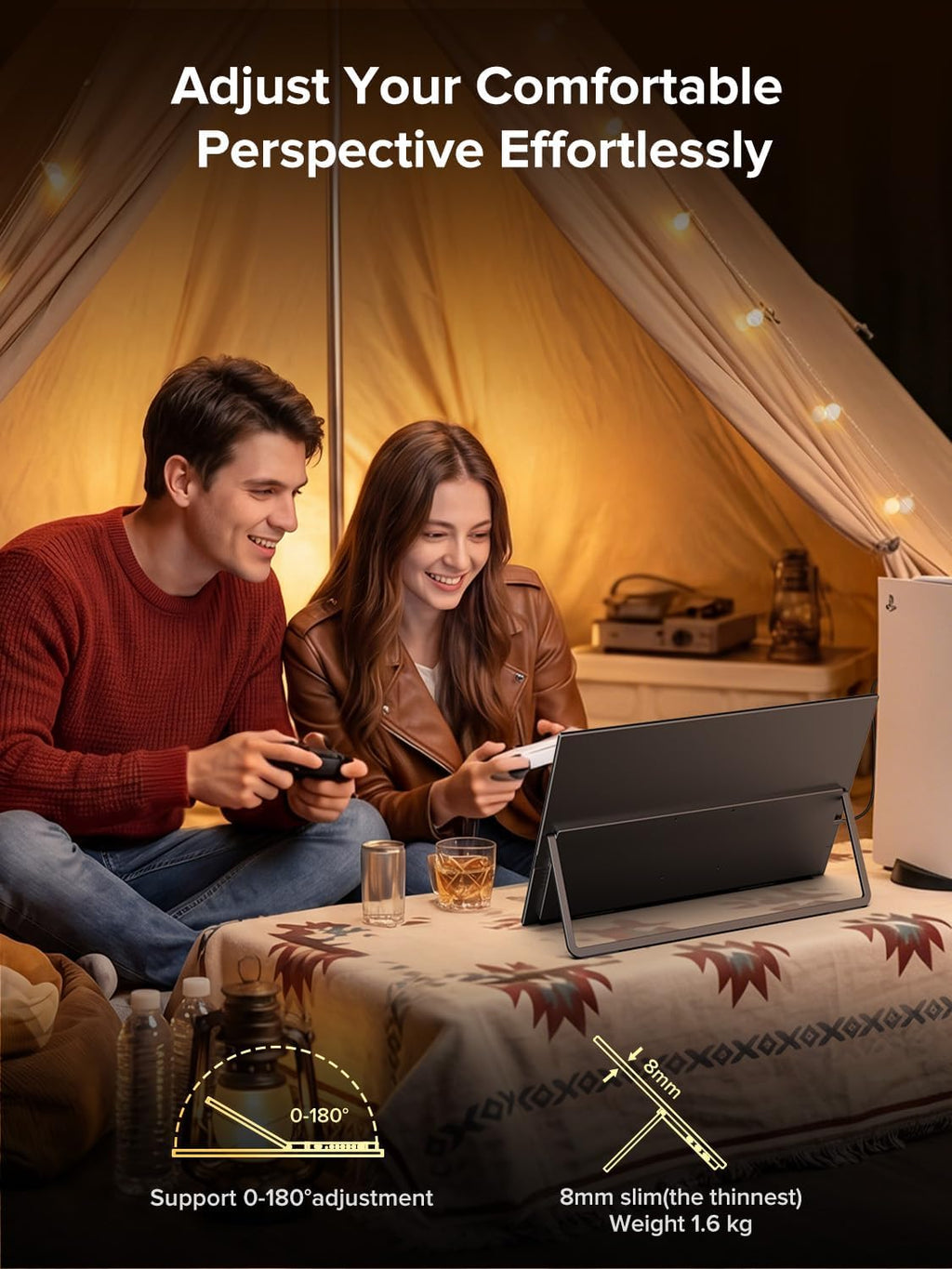 UPERFECT QLED 24' 144Hz Portable Monitor 1080P 145% sRGB 450Nits w/Stand & VESA, HDMI USB-C FHD Travel Monitor for Laptop/Gaming Devices/Phone/Mini PC, External Second Screen for Gaming & Work