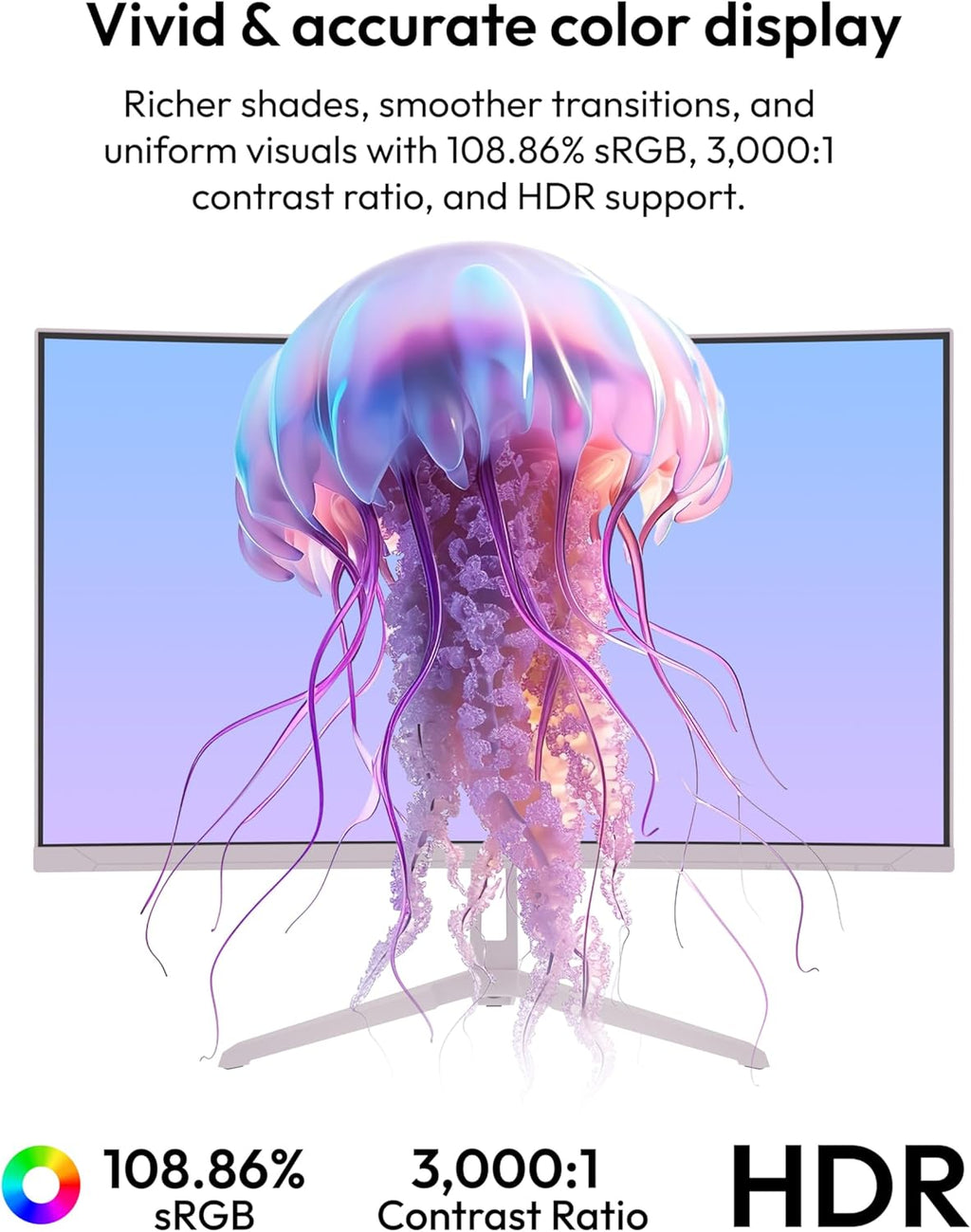 Pixio PXC248 Wave Pink 24 inch 200Hz Refresh Rate FHD 1080p Resolution 1500R Curve Fast VA Panel 1ms GTG Response Time Adaptive Sync HDR Curved Gaming Monitor