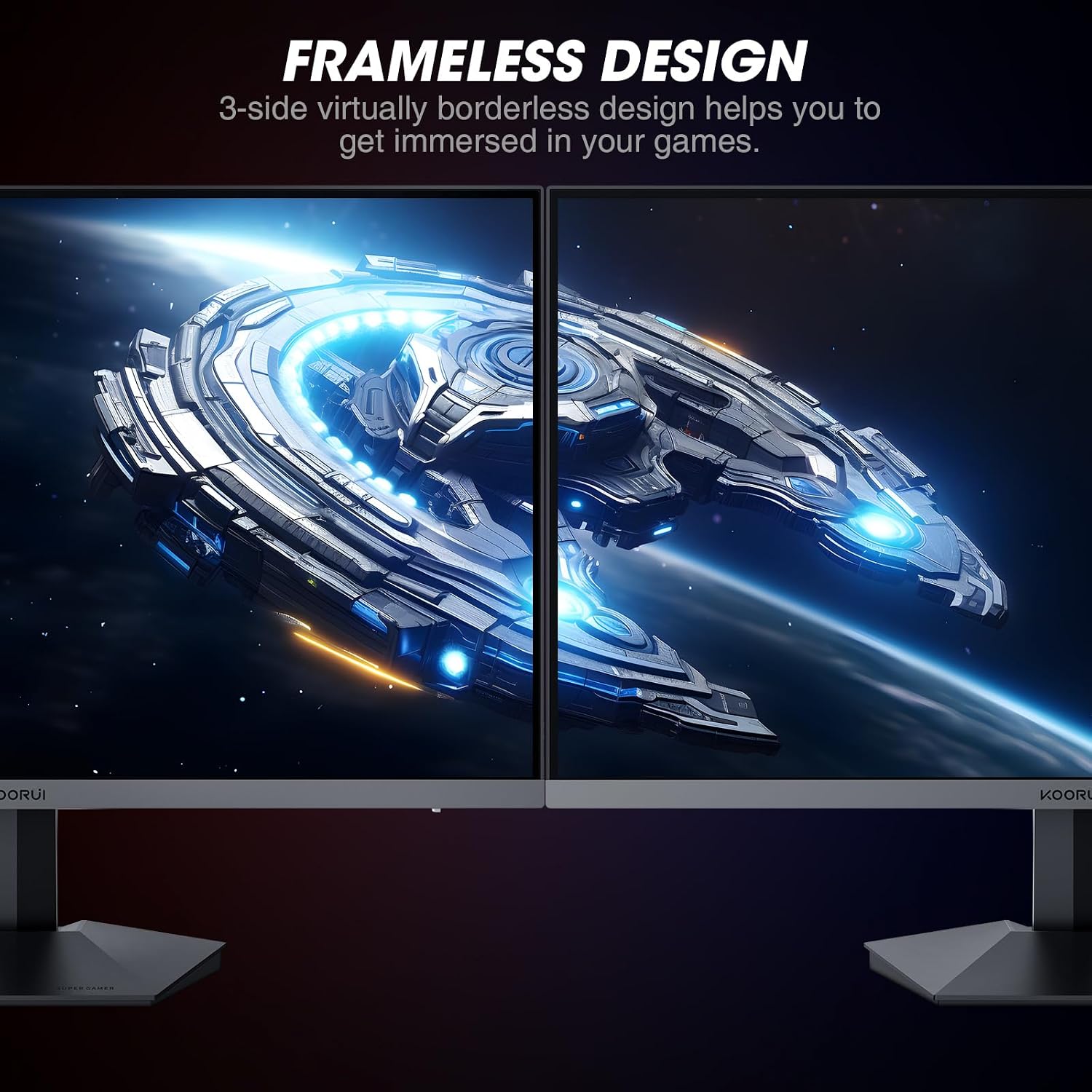 KOORUI 27 Inch Gaming Monitor 240hz, 1ms, FHD 1920x1080, 90% DCI-P3, 100% sRGB Color Gamut, Adaptive Sync Compatible, HDMI, DisplayPort, Black, GN02