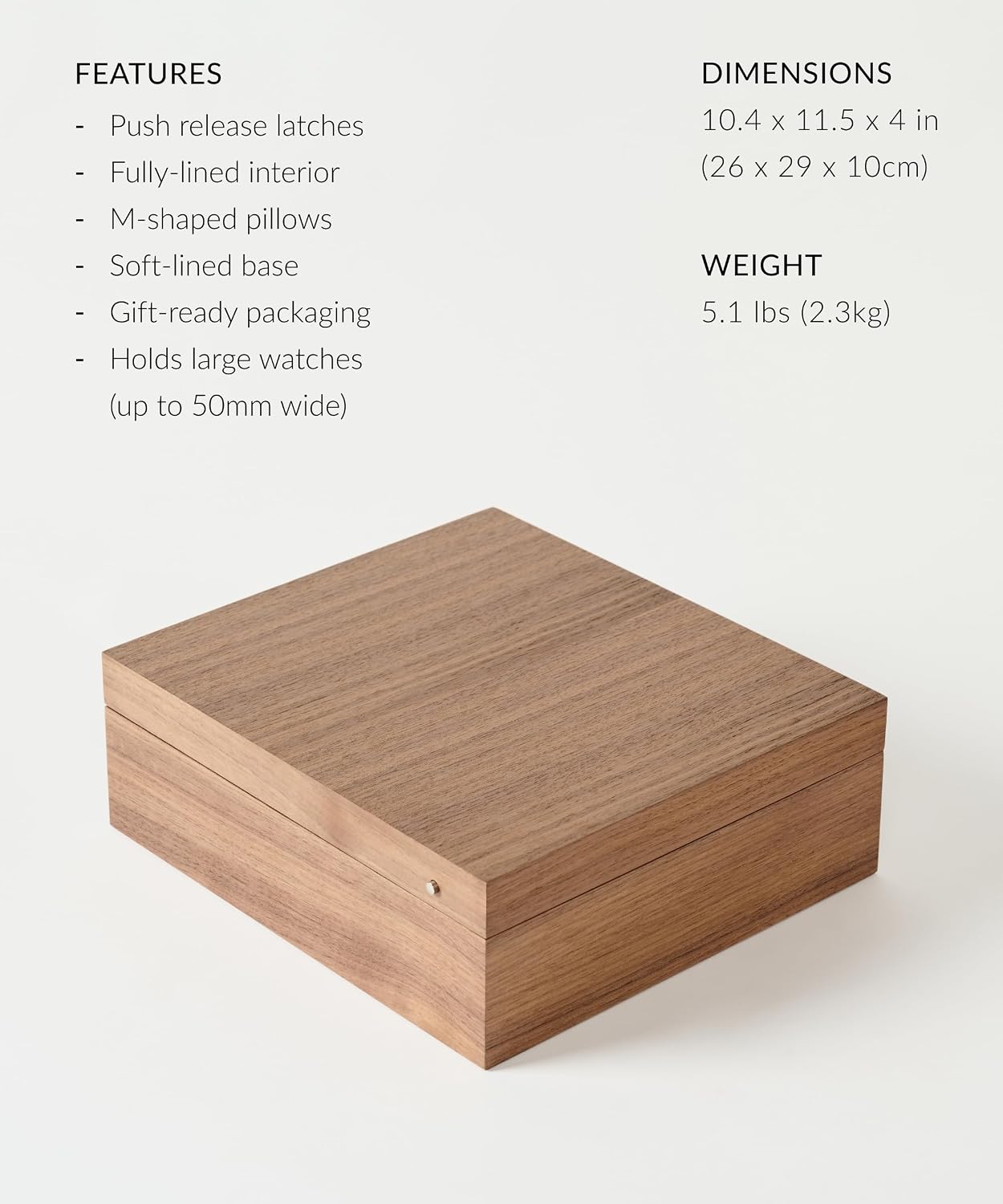 TAWBURY Wooden Watch Case - 12 Slot Wood Watch Box for Men & Women with Protective Fully Lined Interior and 2-inch Wide Pillows for Small & Large Watches (Classic Walnut)
