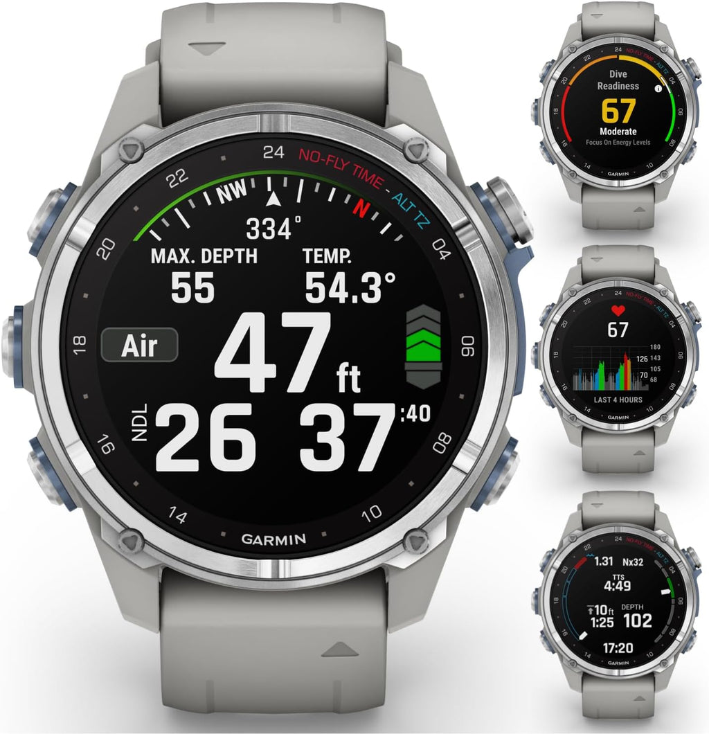 Garmin Descent Mk3 & Mk3i 51 mm & 43 mm, Titanium Dive Computer +Extra-Long Strap | Up to 25 Days Battery Life, AMOLED Display, Multi-Band GPS Smartwatch & Gift Bundle (010-02753-03)