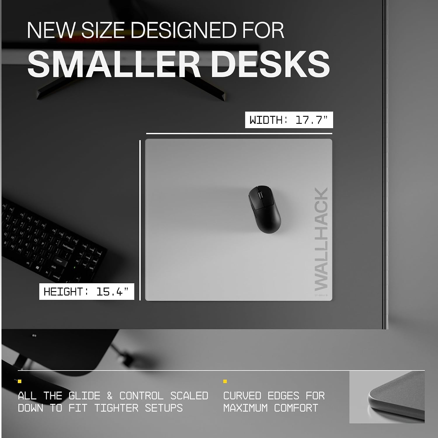 Wallhack SP-004A Glass Gaming Mouse Pad – 4th Gen Micro-Etched Surface, Medium Mousepad for Esports, Ultra-Fast Glide with Stopping Power, Tempered Glass, Durable & Portable, 15.4'x17.7' | White
