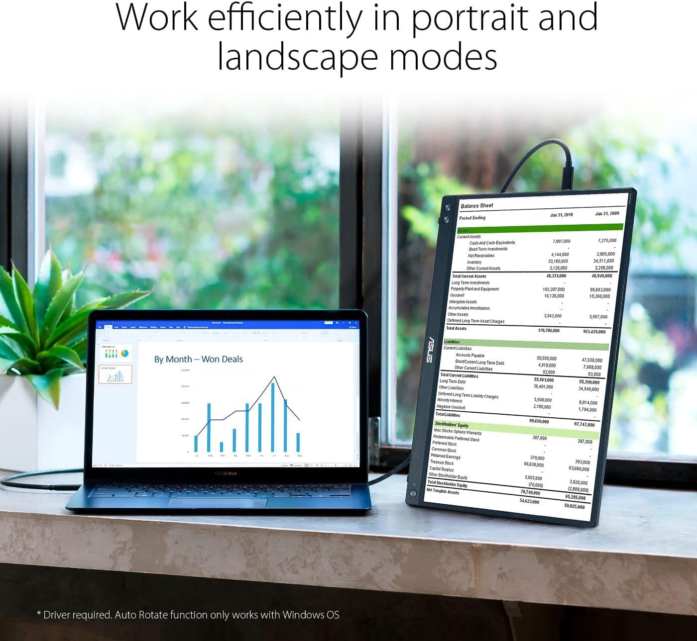 ASUS ZenScreen 15.6 Inch Portable Monitor - 1080P, Full HD, IPS, USB Type-C, Eye Care, Kickstand, for Laptop, PC, Phone, Console, Anti-Glare Surface, 3-Year Warranty - MB16ACV
