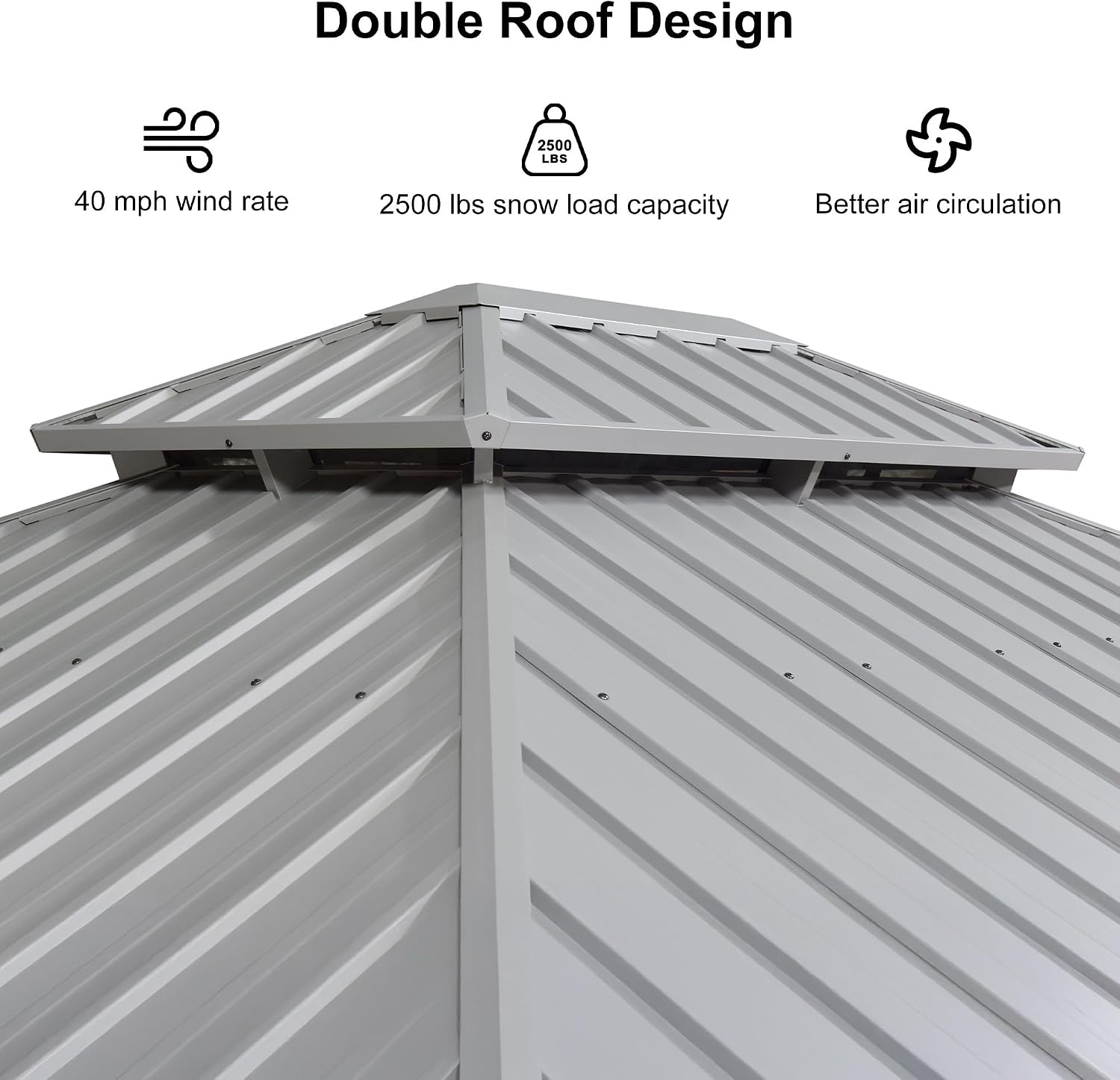 PURPLE LEAF 11' x 13' Permanent Hardtop Gazebo with Galvanized Steel Double Roof and Aluminum Frames Outdoor Large Pavilion Gazebo for Patio Deck Garden, Netting and Curtains Included, Light Grey