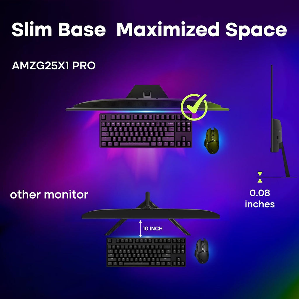 Amzfast 24.5 Inch 280Hz/240Hz FHD 1080p Gaming Monitor, 1ms Adaptive Sync, 3000:1, 126% sRGB, 93% DCI-P3, TÜV Rheinland Eye Care, HDMI 2.0 x 2 & DP 1.4 x 2, AMZG25X1 Pro