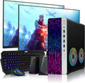 TechMagnet HP G3 Desktop RGB Computer PC Intel i7-6th Gen, 16GB DDR4 Ram 512GB SSD, Dual 24-inch Monitor, RGB Speaker, Gaming Keyboard Mouse, 2X ARGB Fan WiFi, Windows 11 Pro (Renewed)