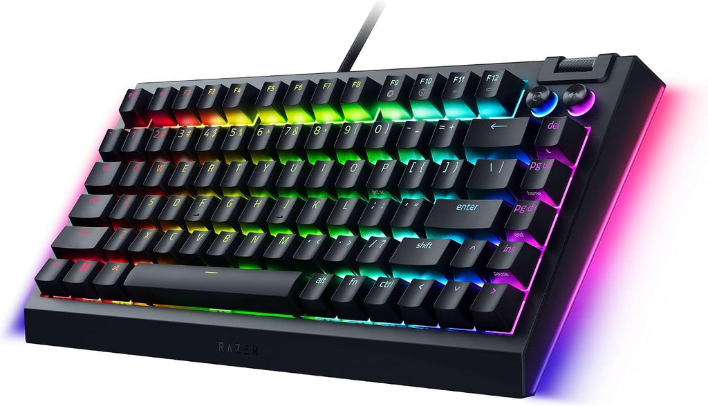 Razer BlackWidow V4 75% Mechanical Gaming Keyboard: Hot Swappable Design - Compact & Durable - Orange Tactile Switches - Chroma RGB - Roller & Media Keys - Wrist Rest Snap Tap - Black