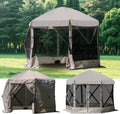 Lenotos Pop Up Screen Tent, 12'x12' Windproof & UV Protection Sun Shelter, Portable Instant Setup, 6-Sided Screen Tent for Picnic, Camping, Backyard, Outdoor (Grey)