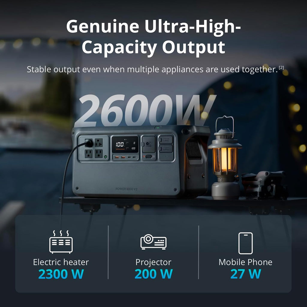 DJI Power 1000 V2 Portable Power Station, Solar Generator with IBCPOWER 100W Foldable Solar Panel, 1024Wh LFP Battery, 2600W Output, MC4 to XT60 Solar Power Cable, Camping, Road Trip, RV