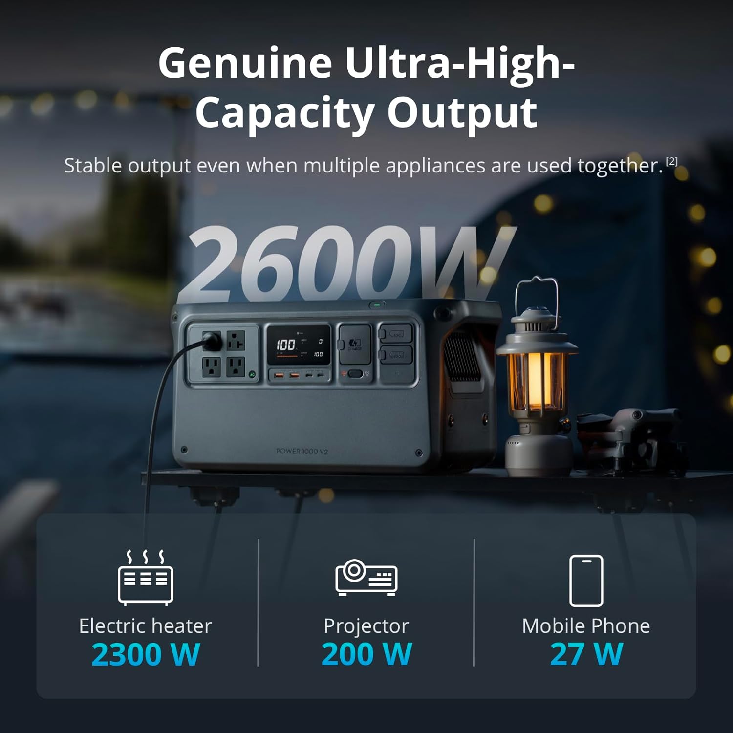 DJI Power 1000 V2 Portable Power Station, Foldable Solar Panel, 1024Wh LFP Battery, 2600W Stable Output, 0-80% in 37 Mins, Enhanced Safety, Ultra-Quiet, Camping, Blackout, RV