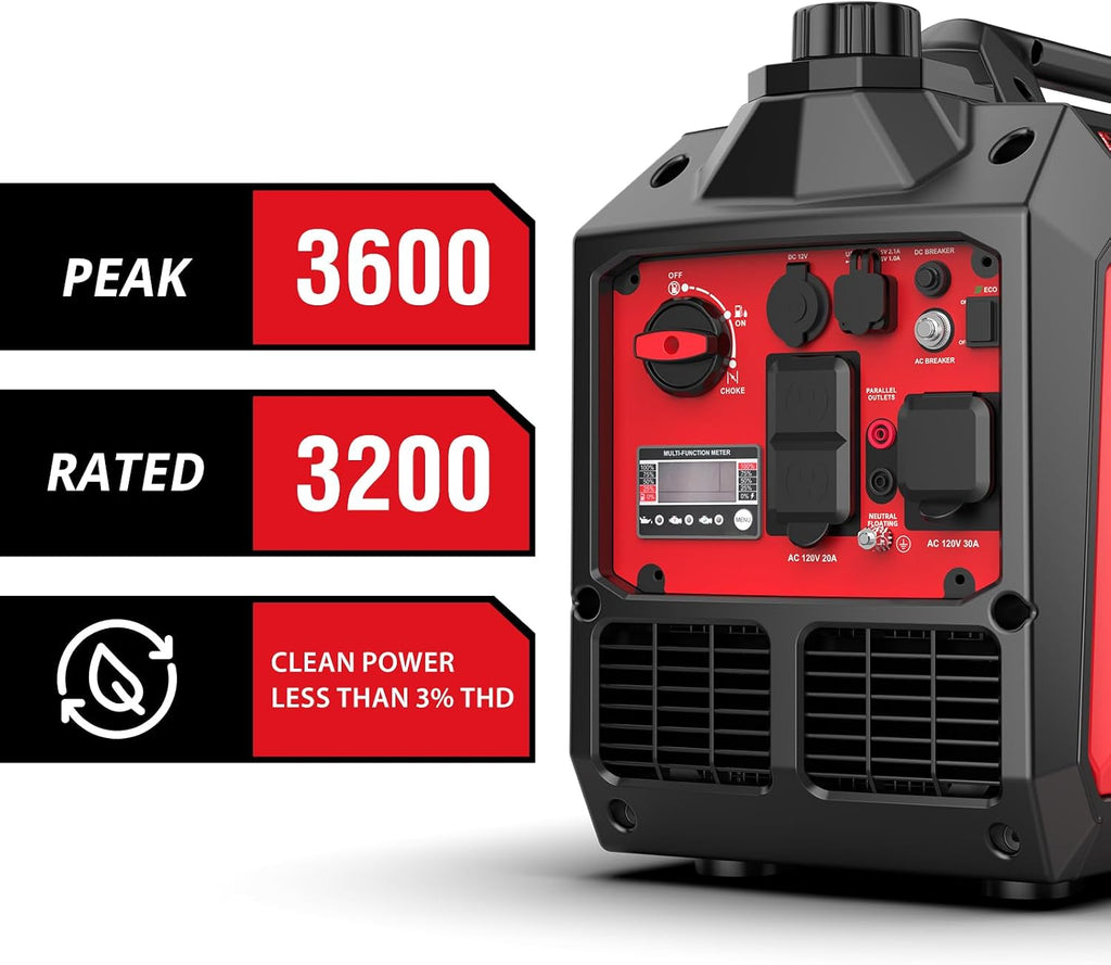 PowerSmart 3600-Watt Portable Inverter Generator, Quiet Technology, RV Ready 30A Outlet, Camping, Home use