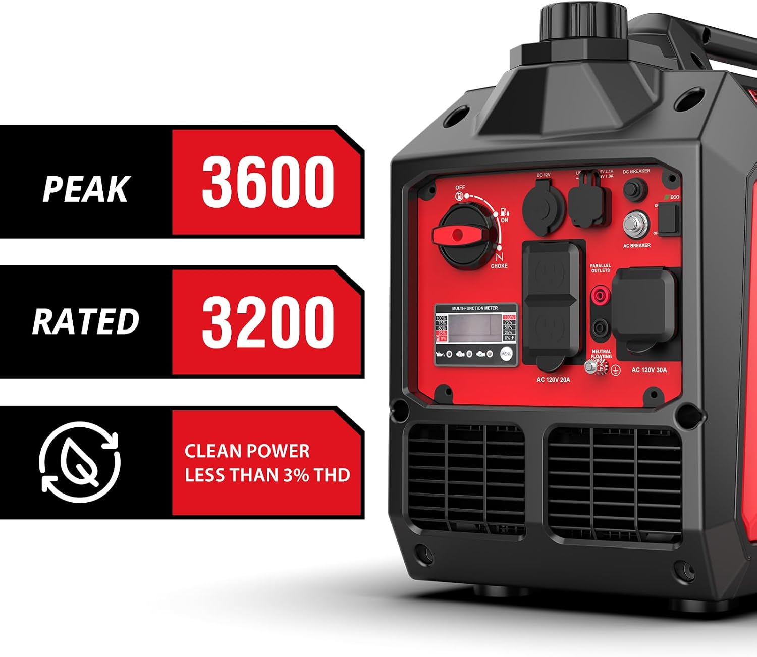 PowerSmart 3600-Watt Portable Inverter Generator, Quiet Technology, RV Ready 30A Outlet, Camping, Home use