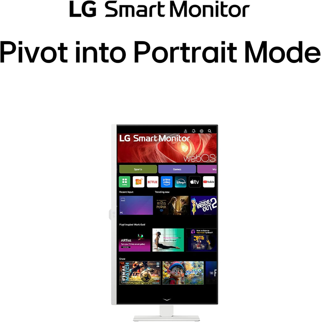 LG 27U730SA-W 27-Inch Smart 4K UHD (3840 x 2160) IPS Computer Monitor, HDR10, Built-in Speaker, Screen Share, Bluetooth, Remote Control, HDMI, USB Type-C PD 65W, Tilt/Height/Swivel/Pivot Stand, White