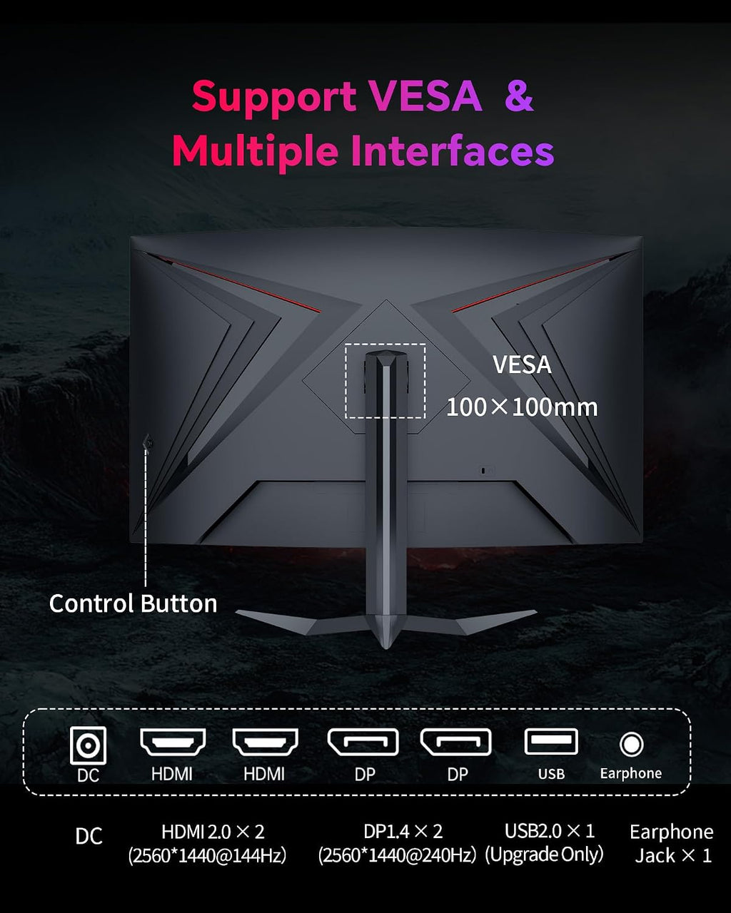 KTC 32 Inch 240Hz Curved Gaming Monitor, 2K 1440P PC Computer Monitor 1000R, 1ms (MPRT), 4000:1 Contrast, 122%sRGB, Adaptive Sync, HDMI Display Port, Tiltable, VESA Mount, H32S25E