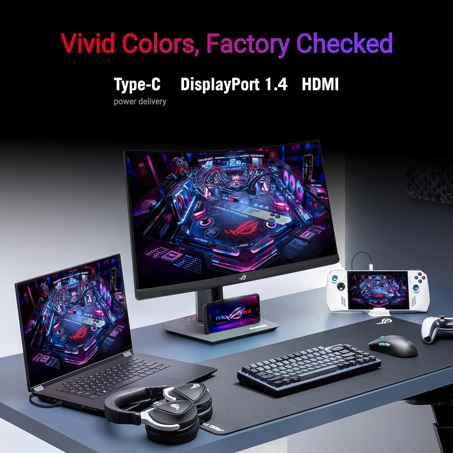 ASUS ROG Strix 27' Curved 280Hz 1ms USB-C Gaming Monitor | 2560x1440 QHD Fast VA Panel, FreeSync Premium, AI Gaming, Tripod Socket, HDR 400, ELMB Sync, DisplayWidget Center