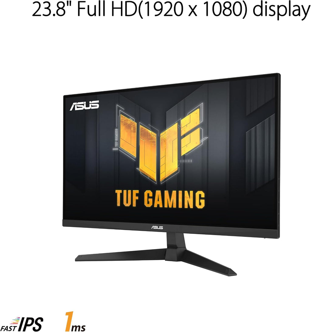 ASUS TUF Gaming 24' (23.8 inch viewable) 1080P Monitor (VG249Q3A) - Full HD, 180Hz, 1ms, Fast IPS, Extreme Low Motion Blur, FreeSync Premium, Speakers, DisplayPort, HDMI, Variable Overdrive, 99% sRGB