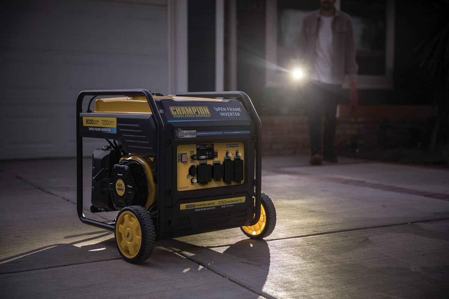 Champion Power Equipment 9000-Watt Electric Start Home Backup Portable Open Frame Inverter Generator with Quiet Technology and CO Shield