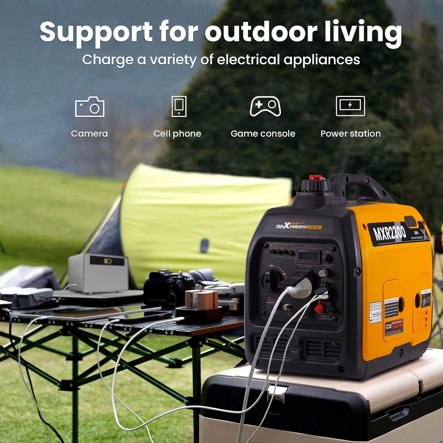 maXpeedingrods 2300W Portable Inverter Generator,40lbs,Gas Powered,Quiet Generator,Backup Power Supply for Outdoor Camping RV Ready,EPA/ISO Compliant